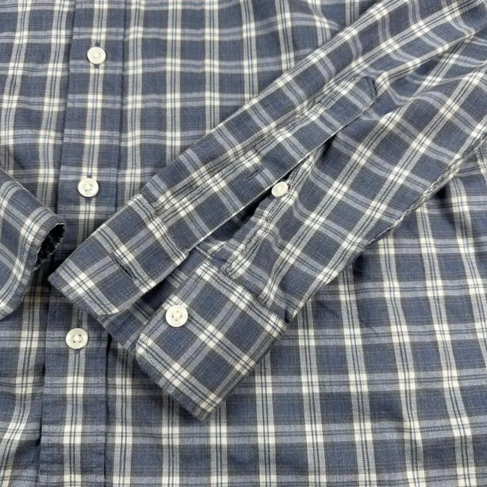 Faherty Shirt Mens Size M Blue Plaid  Long Sleeve Button Up Stretch